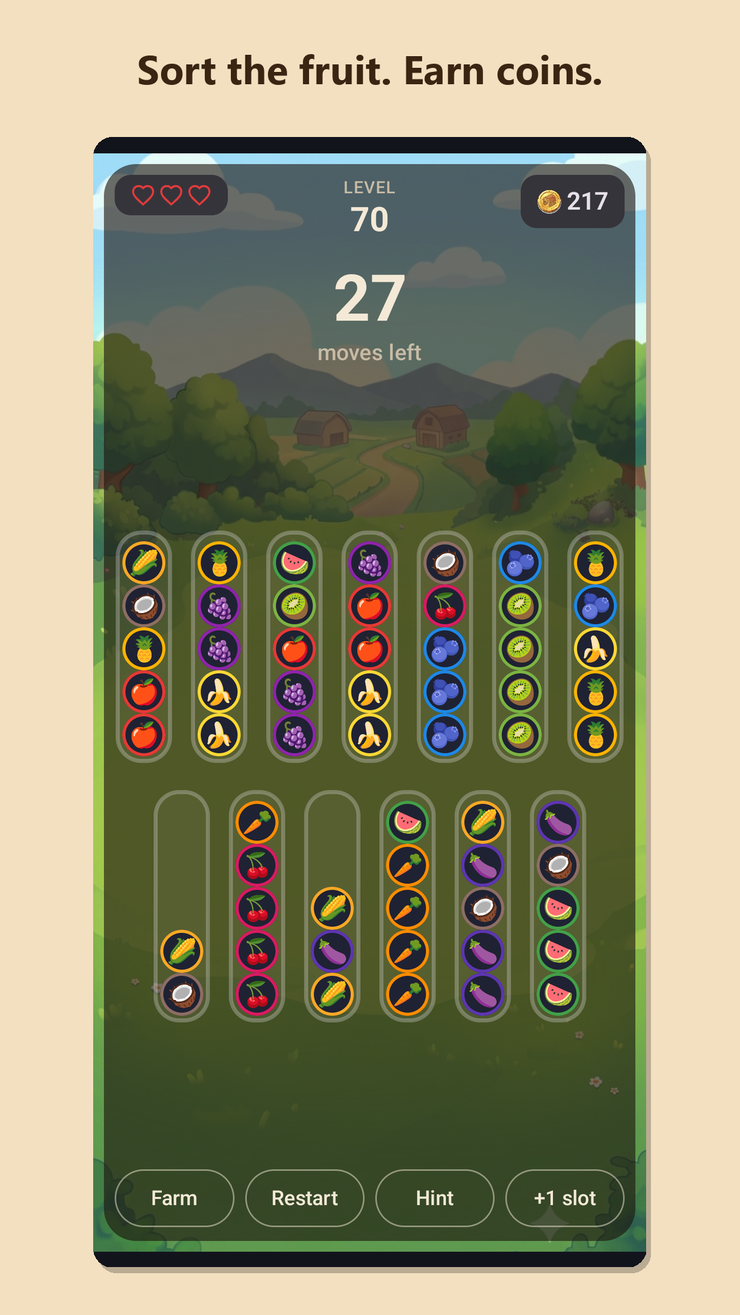 Sort fruit and earn coins