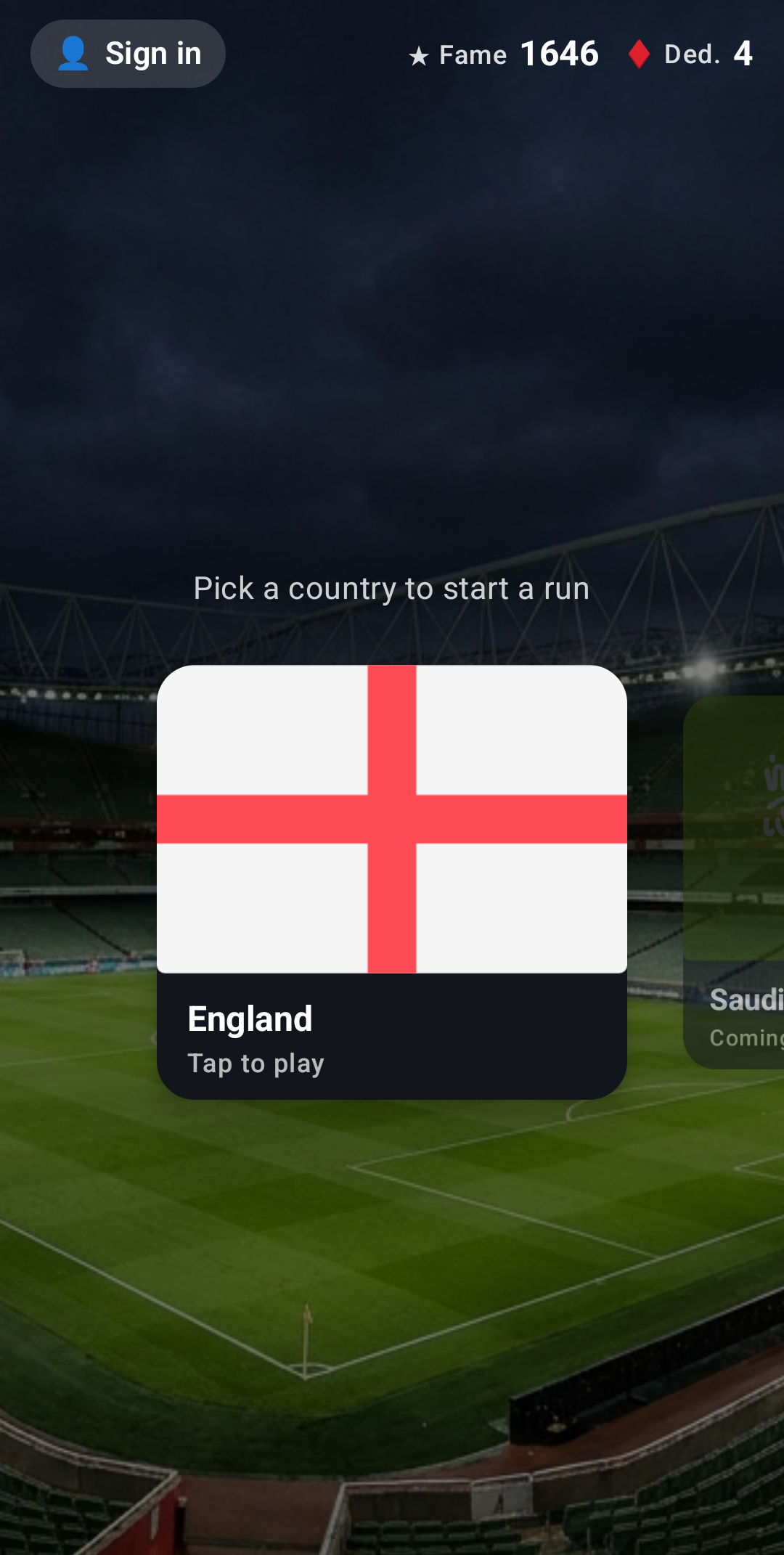 Pick a country and league